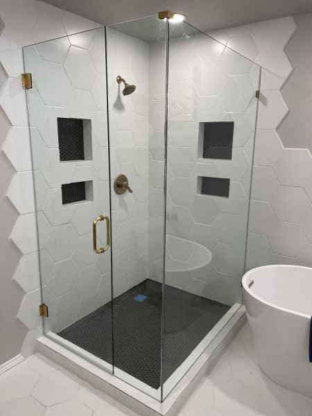 frameless glass shower enclosure by Weatherford Glass