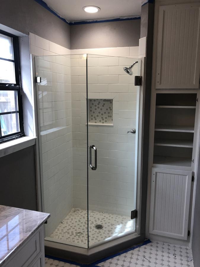 frameless glass shower enclosure by Weatherford Glass