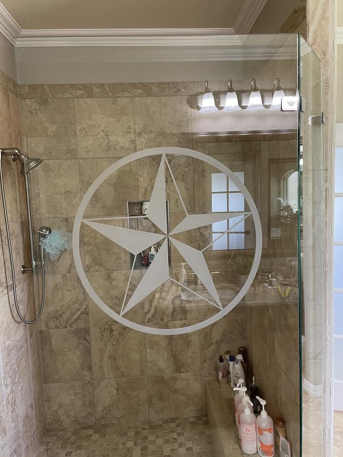 etching in clear glass shower